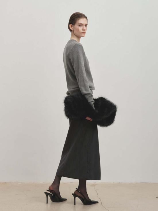  토니웩 스웨터 토니와크 리브 V넥  멜란지 그레이 - TONYWACK