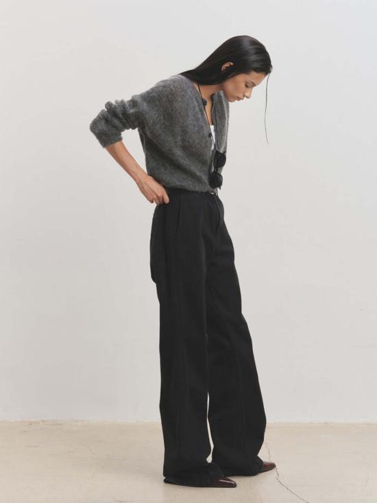  토니웩 데님 팬츠 토니와크 레이스 트리밍 진 린스드 블랙 - TONYWACK