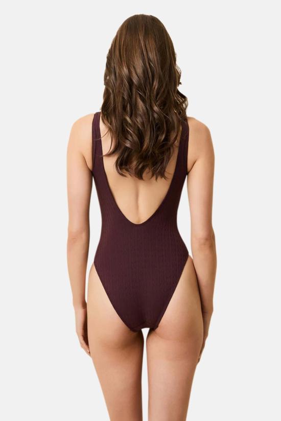  솔리드 앤 스트라이프 원피스 수영복 헤일리 원피스 건포도 브라운 - SOLID AND STRIPED