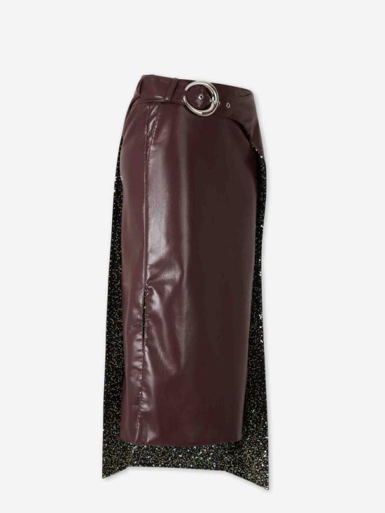 25FW 파코라반 미디 스커트 25HCJU103PU0030 P218BROWN PLUM Red - PACO RABANNE