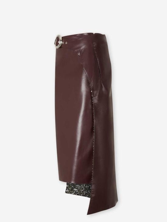 25FW 파코라반 미디 스커트 25HCJU103PU0030 P218BROWN PLUM Red - PACO RABANNE