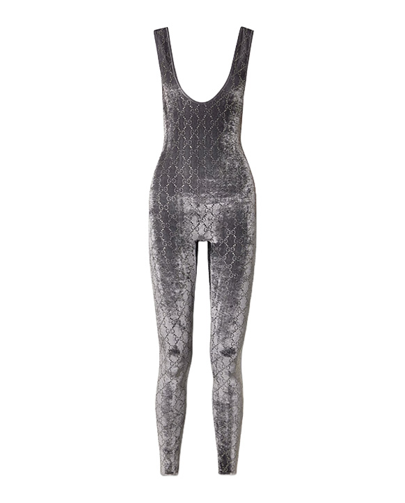 26FW 구찌 GG 크리스탈 엠브로이드 점프수트 850293 XUANS1037 GREY