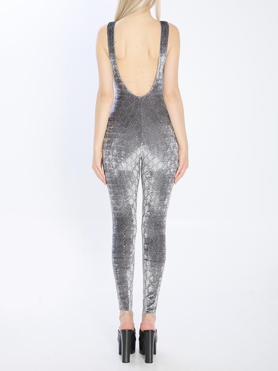 25FW 구찌 GG 크리스탈 엠브로이드 점프수트 850293 XUANS1037 GREY - GUCCI