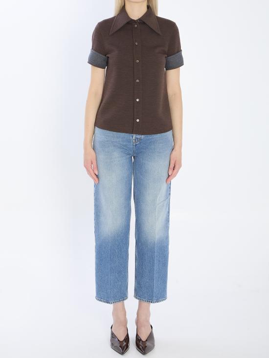 25FW 구찌 울 코튼 저지 셔츠 836442 Z7AXV2063 BROWN - GUCCI