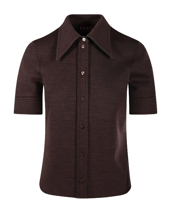 26FW 구찌 울 코튼 저지 셔츠 836442 Z7AXV2063 BROWN