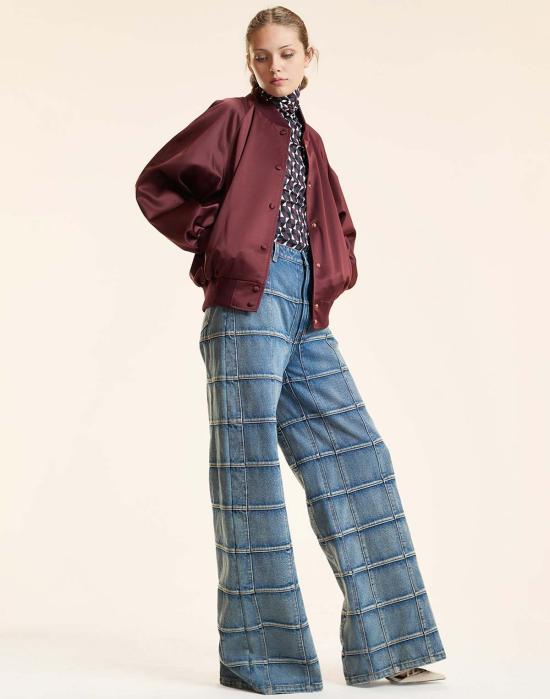  신시아 로리 봄버 자켓 신시아 로울리 새틴 봄버 재킷 버건디 - CYNTHIA ROWLEY