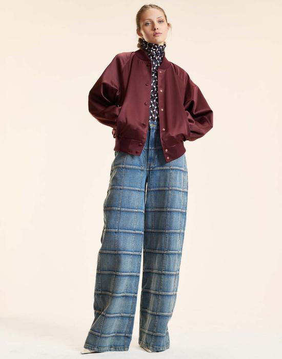  신시아 로리 봄버 자켓 신시아 로울리 새틴 봄버 재킷 버건디 - CYNTHIA ROWLEY