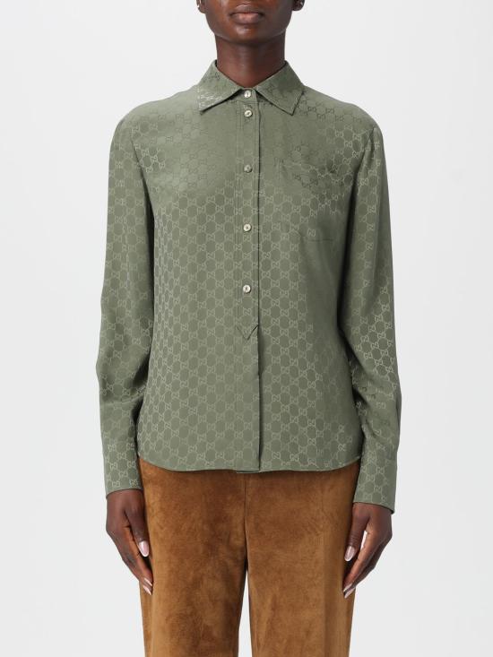 25FW 구찌 실크 자카드 셔츠 837016Z7ATQ 3065 Green