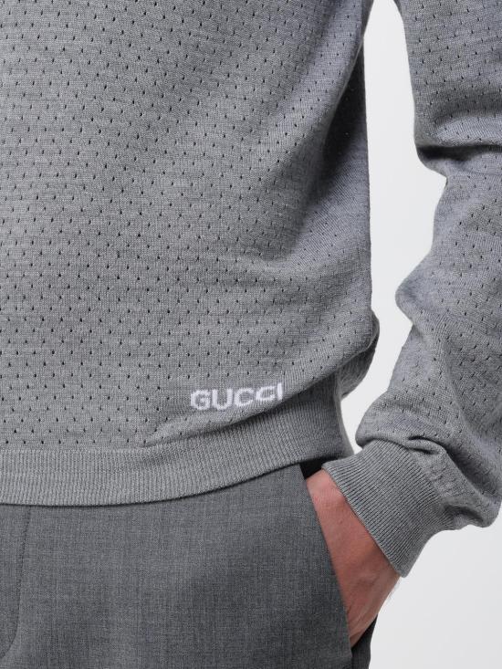25FW 구찌 버튼 플라켓 폴로 스웨터 824573XKESP 1130 Grey - GUCCI