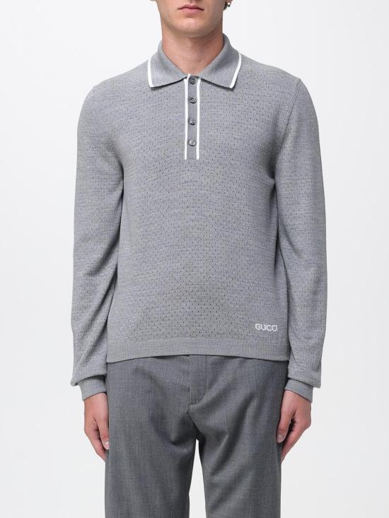 25FW 구찌 버튼 플라켓 폴로 스웨터 824573XKESP 1130 Grey