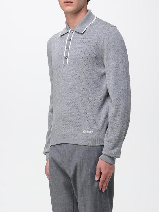 25FW 구찌 버튼 플라켓 폴로 스웨터 824573XKESP 1130 Grey - GUCCI