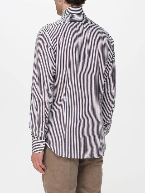 25FW 마짜렐리 셔츠 45134 RIGA MARRONE BLU BIANCA Brown - MAZZARELLI