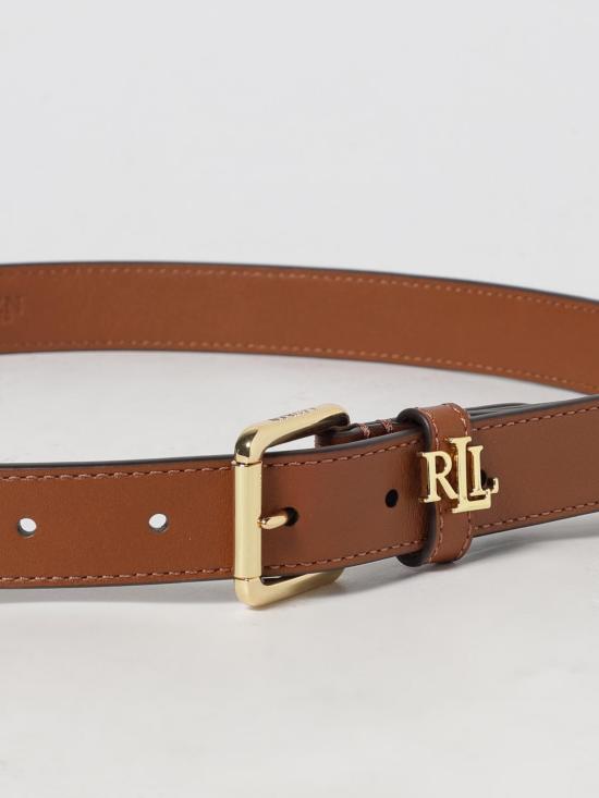 25FW 랄프 로렌 로고 키퍼 가죽 슬림 벨트 412968763 002 Brown - RALPH LAUREN