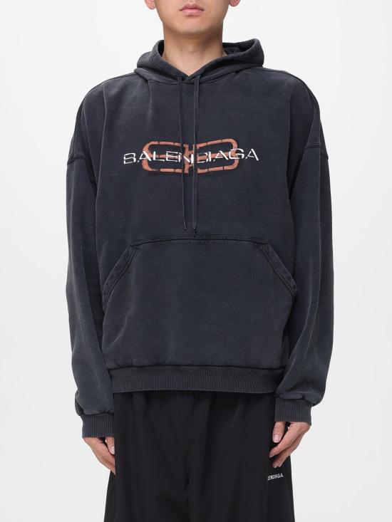 25FW 발렌시아가 로고 프린트 후드 티셔츠 850349TTVD7 1041 Black