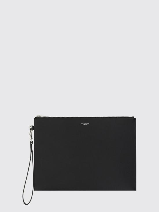 26FW 생로랑 엠보스 레더 파리 지퍼 태블릿 홀더 683865BTY0N 1000 Black