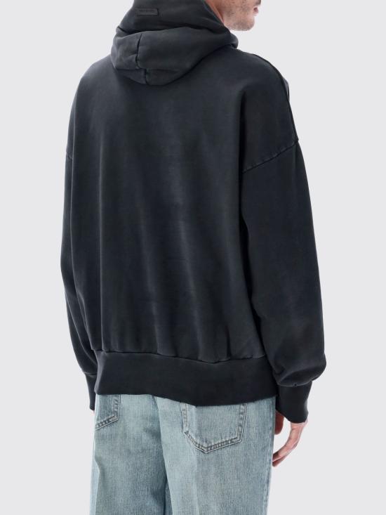 25FW 피어오브갓 릴렉스핏 로고 플리스 후드 티셔츠 FG25FW1212102BHFU 001 Black - FEAR OF GOD