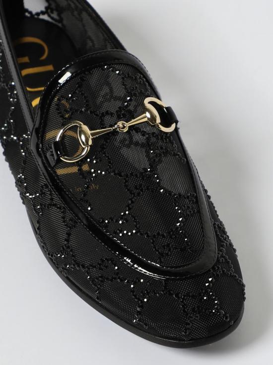 25FW 구찌 메쉬 크리스탈 조르단 로퍼 835483FAEQ0 1046 Black - GUCCI