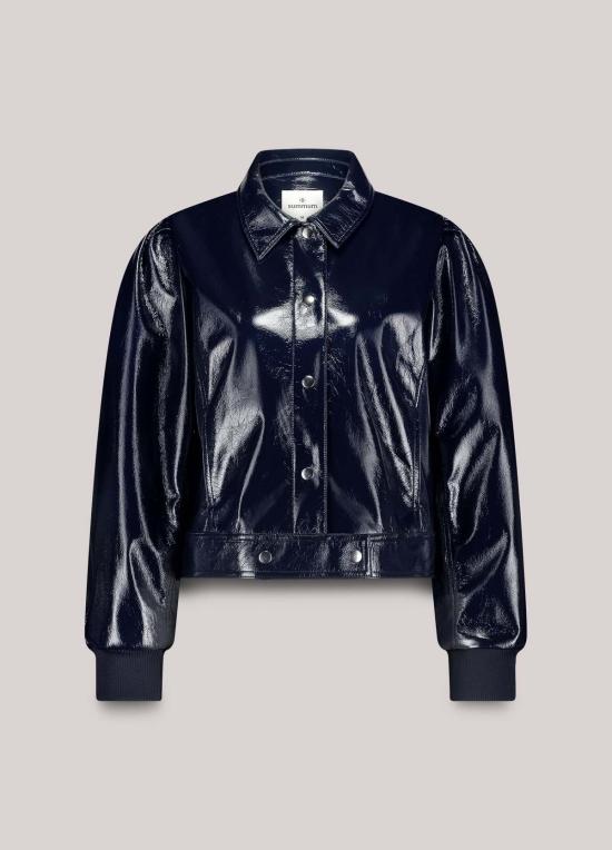  메이블앤모스 자켓 퍼프 슬리브가 있는 섬멈 페이턴트 크롭 재킷 - MABEL AND MOSS