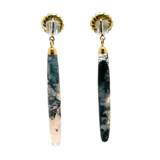  Mabel Chong 이어링 메이블 총 아게이트 스틱 아쿠아 스터드 귀걸이