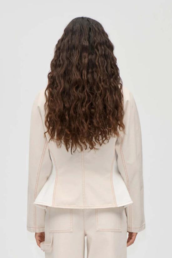  스티네 고야 데님 자켓 스틴 고야 페플럼 칼라 데님 재킷 - STINE GOYA