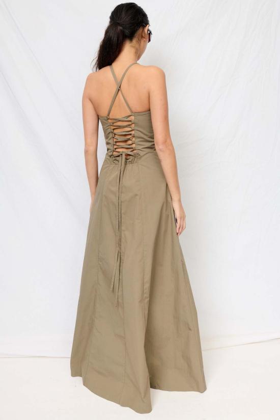  아워레가시 롱 원피스 아워 레거시 솔라로 세이지 타이드 코튼 나일론 포이즈 드레스 - OUR LEGACY