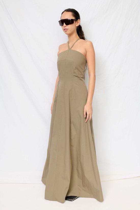  아워레가시 롱 원피스 아워 레거시 솔라로 세이지 타이드 코튼 나일론 포이즈 드레스 - OUR LEGACY