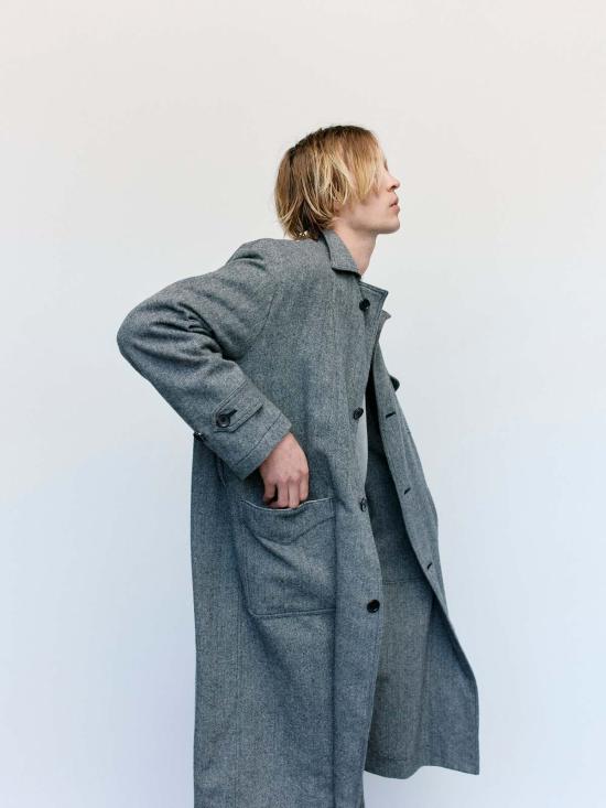  더 레터스 코트 레터스 블랙 & 모카 울 나일론 트위드 헤링본 승마