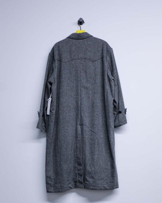  더 레터스 코트 레터스 블랙 & 모카 울 나일론 트위드 헤링본 승마 - THE LETTERS