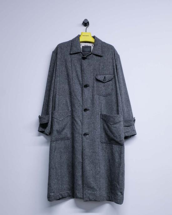  더 레터스 코트 레터스 블랙 & 모카 울 나일론 트위드 헤링본 승마 - THE LETTERS