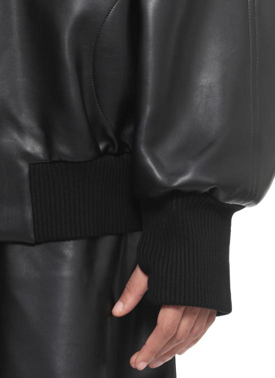 25FW 노마카말리 가죽 자켓 ST3254LVR29 001 Black - NORMA KAMALI