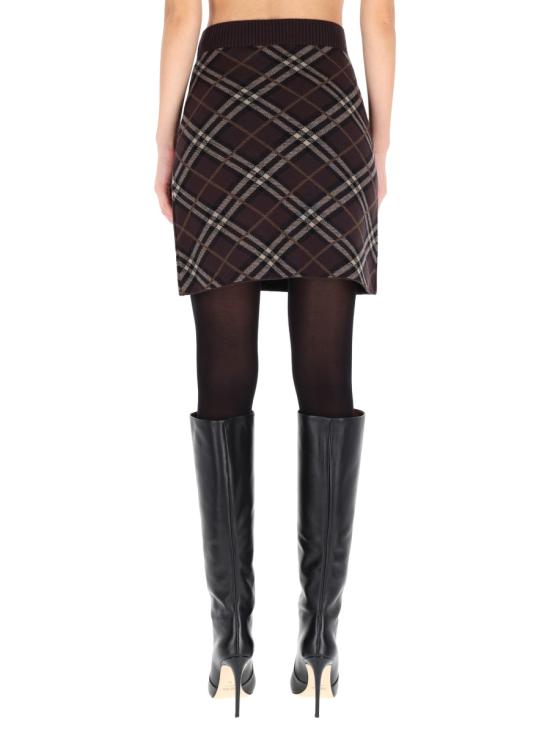 25FW 버버리 체크 울 캐시미어 스커트 8114203 B2412 BROWN - BURBERRY