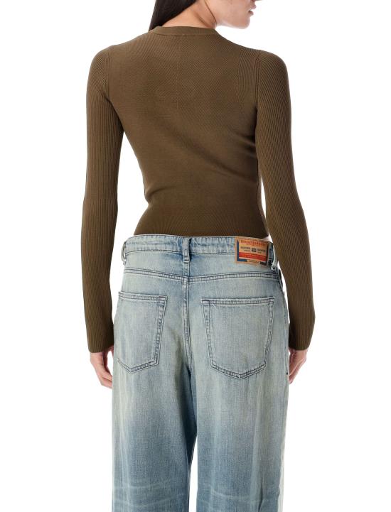 25FW 디젤 M-발라리 오발 D 립 니트 비스코스 블렌드 탑 A15328 0DLAX5FP BROWN - DIESEL