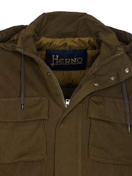 25FW 에르노 왁스드 테크니컬 코튼 쇼트 파카 PI001250U 13800Z7740 MILITARY GREEN - HERNO