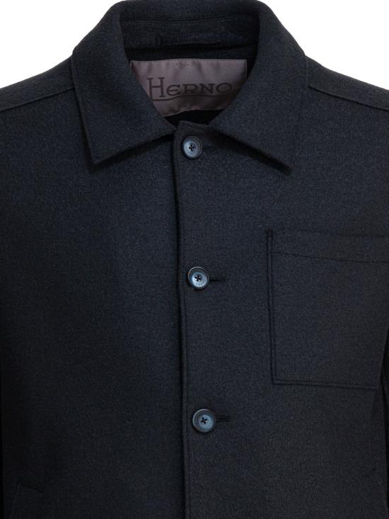 25FW 에르노 펠트 울 리조트 셔츠 자켓 GI00090UR333729287 Blue - HERNO