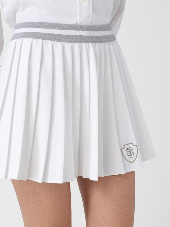 25FW 브루넬로 쿠치넬리 숏 스커트 ML153G3751 C159 White - BRUNELLO CUCINELLI