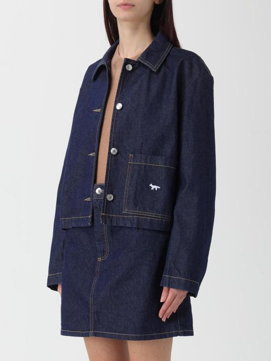 25FW 메종키츠네 데님 크롭 자켓 PW02142WW0081 P470 Blue - MAISON KITSUNE