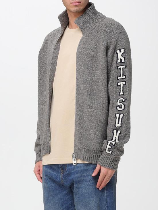 25FW 메종키츠네 컬리지 니트 울 자켓 PM02112KT1150 H131 Grey - MAISON KITSUNE