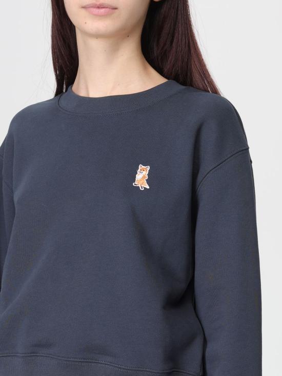 25FW 메종키츠네 레이디 폭스 크롭 스웨트셔츠 PW00318KM0341 0413 Blue - MAISON KITSUNE