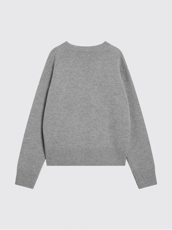 25FW 아미 아미 드 꾀흐 V 넥 스웨터 UKS820KN0071 050 Grey - AMI