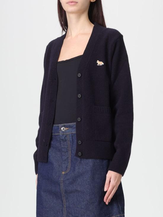 25FW 메종키츠네 베이비 폭스 램스울 박시 가디건 PW00501KT1006 0413 Blue - MAISON KITSUNE