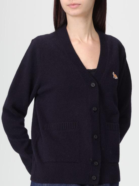 25FW 메종키츠네 베이비 폭스 램스울 박시 가디건 PW00501KT1006 0413 Blue - MAISON KITSUNE