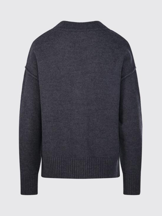 26FW 아미 하트 로고 인타르시아 V넥 가디건 UKC3670180 084 Charcoal - AMI