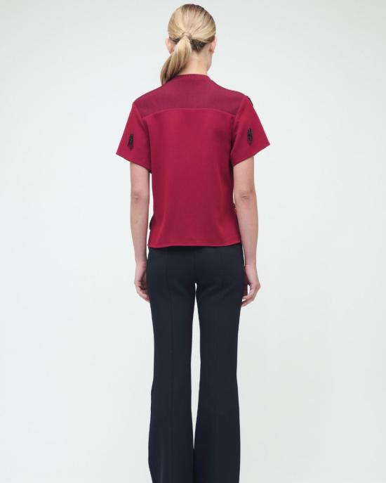  조나단 심카이 반팔 티셔츠 Jonathan Simkhai Abelia S/S 탑 옥스블러드 - JONATHAN SIMKHAI