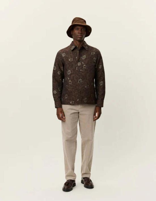  레듀 자켓 레 두 칼렙 플라워 자카드 오버셔츠 수도복 - LES DEUX