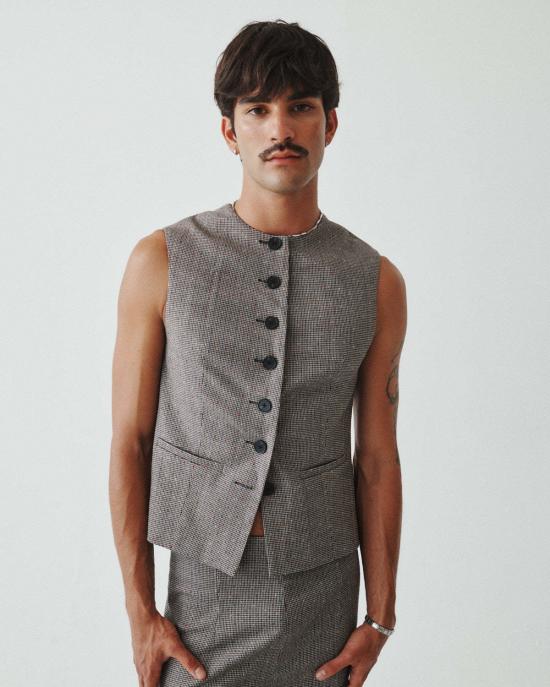  트윈 베스트 하이넥 웨이스트코트 마이크로 하운드투스 - TWIN