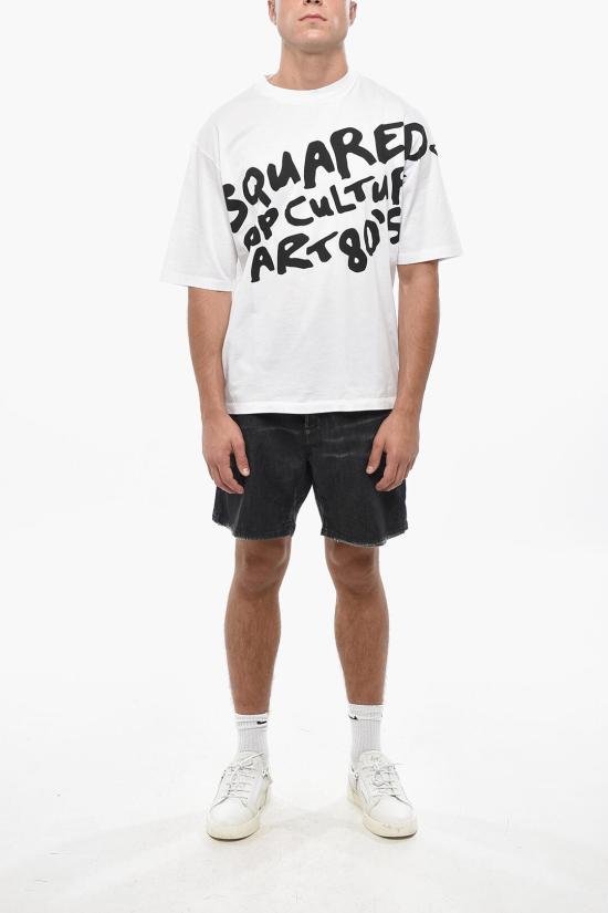  디스퀘어드2 반팔 티셔츠 S74GD1238 S23009 100 Black White - DSQUARED2