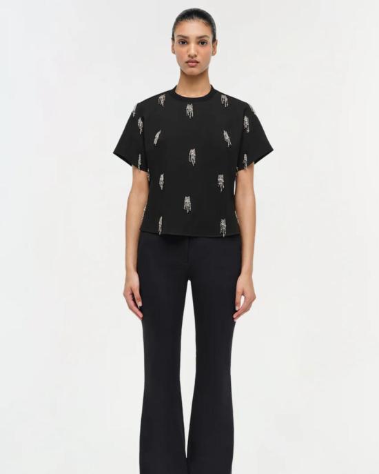  조나단 심카이 반팔 티셔츠 Jonathan Simkhai Abelia S/S 티셔츠 블랙 - JONATHAN SIMKHAI