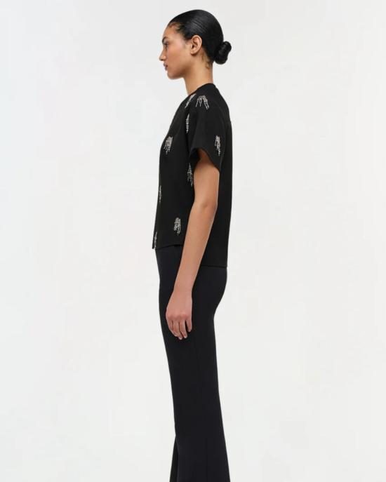  조나단 심카이 반팔 티셔츠 Jonathan Simkhai Abelia S/S 티셔츠 블랙 - JONATHAN SIMKHAI