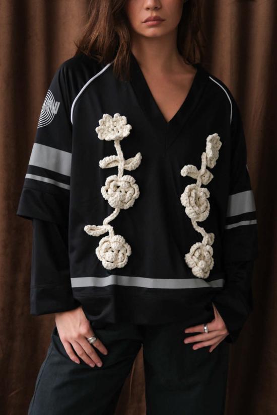  가니 긴팔 티셔츠 Ganni Cycora 긴팔 져지 블랙