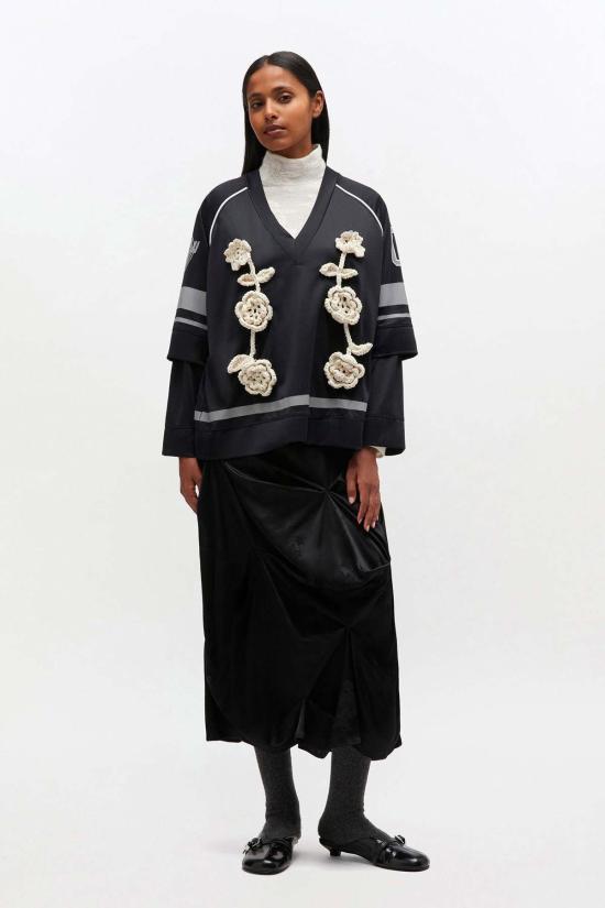  가니 긴팔 티셔츠 Ganni Cycora 긴팔 져지 블랙 - GANNI